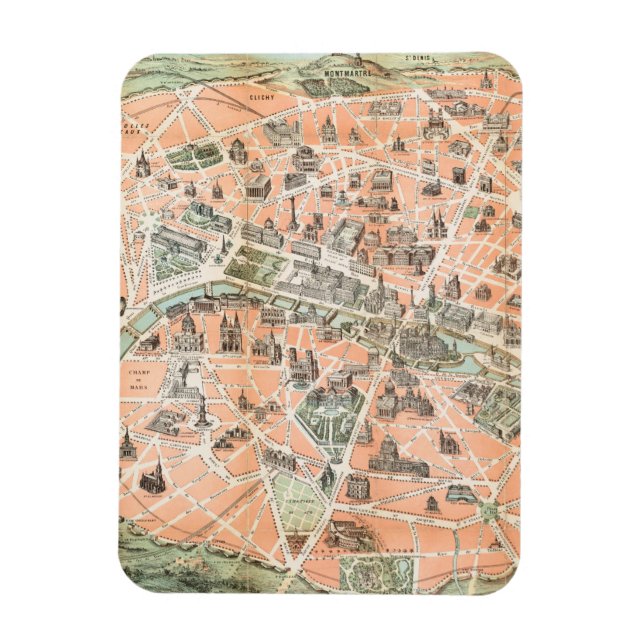 Vintages Paris Map Flexible Magnet (Vertikal)