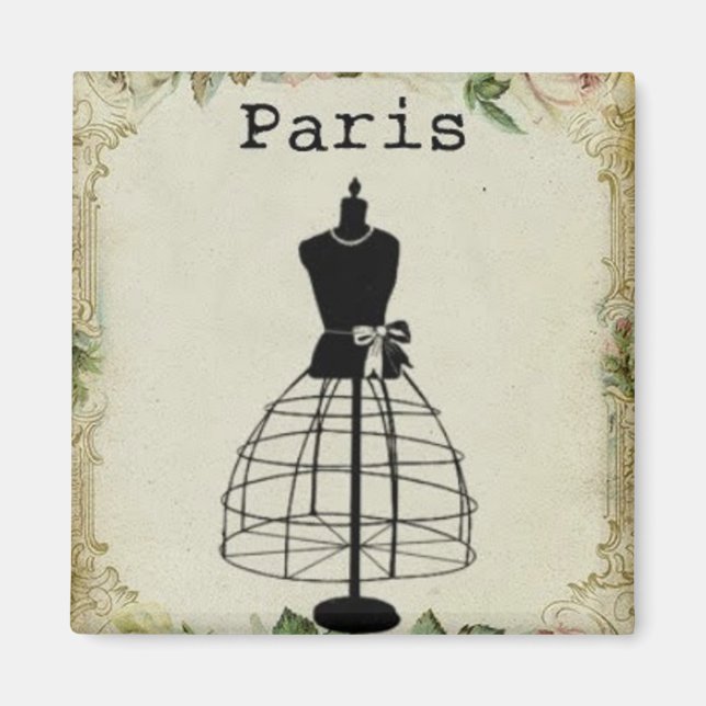 Vintages Paris Mode Dress Form Magnet (Vorne)