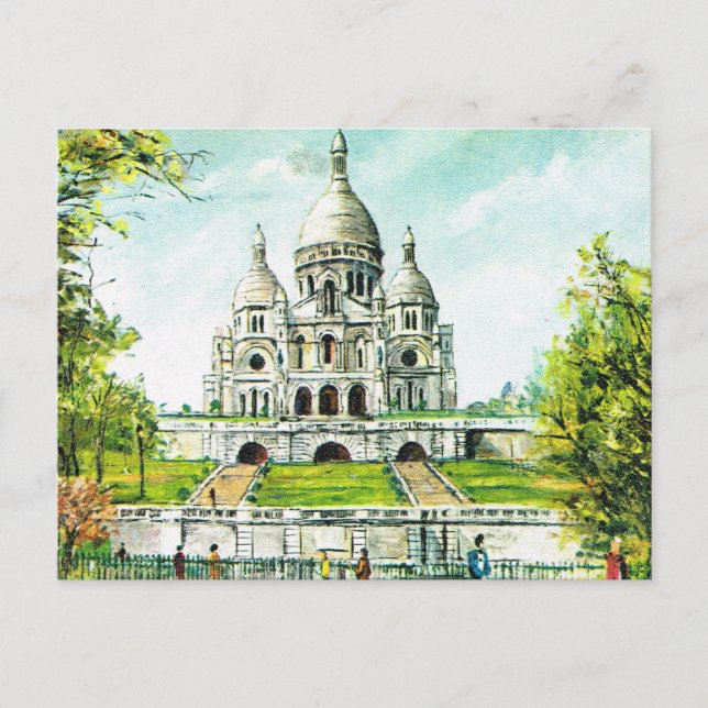 Vintages Paris, Paris, Montmatre, Sacre Coeur Postkarte (Vorderseite)