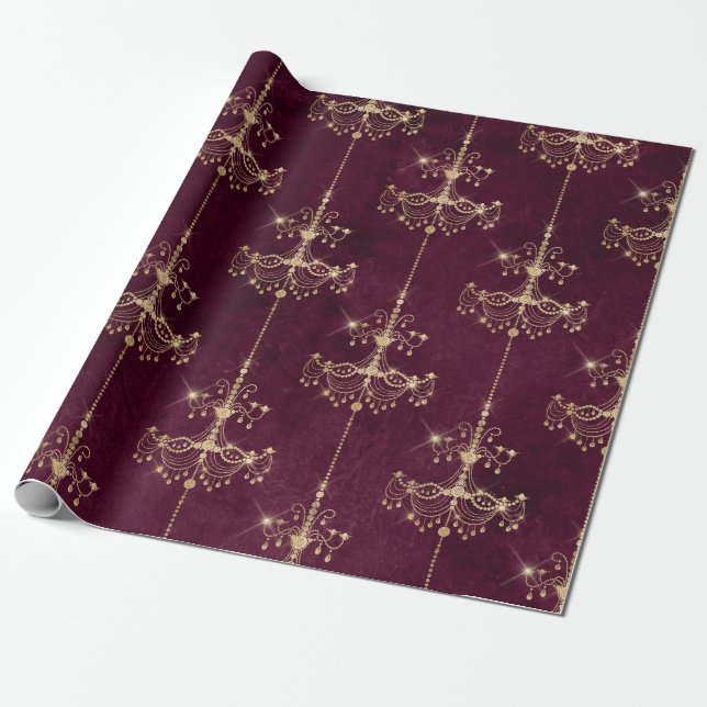 Vintages Pariser Burgund und goldenes Kroniermuste Geschenkpapier (Ungerollt)