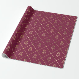 Vintages Pariser Burgund und Lila Rose Geschenkpapier