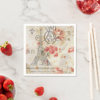 Vintages Pariser Party Botanischer Eiffelturm Serviette