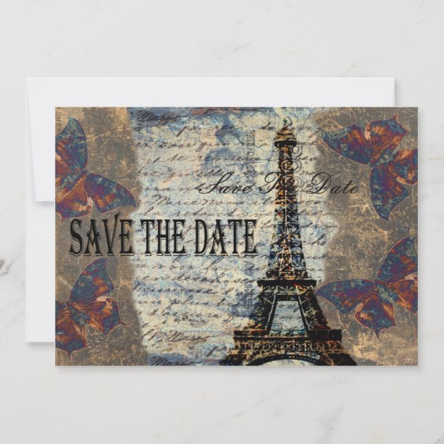 Vintages Pariser Save the Date (Vorderseite)