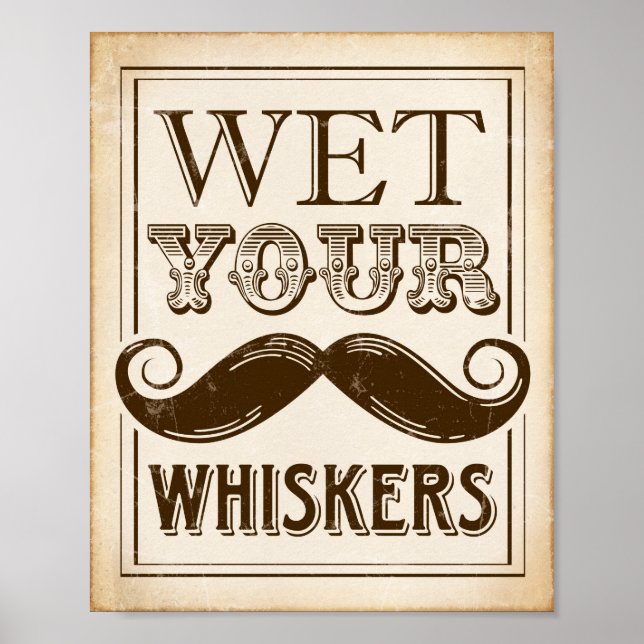 Vintages Party drucken / IHRE WHISKERS SCHREIBEN Poster (Vorne)