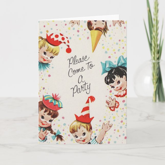 Vintages Party für Kinder Einladung (Vorderseite)
