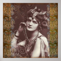 Vintages Party Girl on Viktorianisch Tapestere Pos