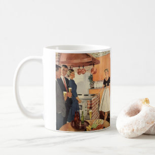 Vintages Party in Küche, Bier und Vorspeisen Kaffeetasse