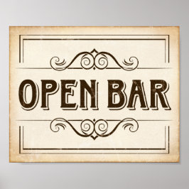 Vintages Party OPEN BAR signieren Poster