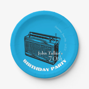 Vintages Party-Papierplatte Geburtstag des Radios Pappteller