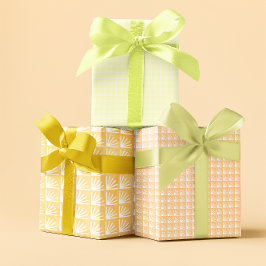 Vintages Pastel-orangefarbenes Set 3 Geschenkpapier Set
