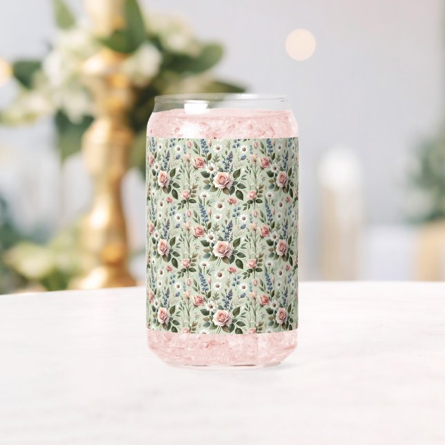 Vintages Pastell-florales botanisches Muster Dosenglas (Insitu (Hochzeit))