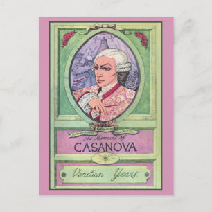 Vintages Pastellfarbenes Casanova-Portrait Postkarte