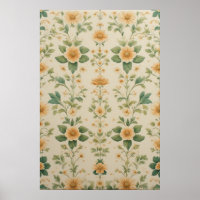 Vintages Pastellgelbes Blumenmuster