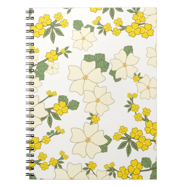 Vintages pastellgelbes Zitronengelb Blumendesign Notizblock (Vorderseite)