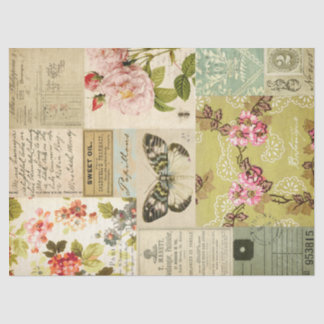 Vintages Patchwork Blumenschmetterlingsdekoupage Seidenpapier