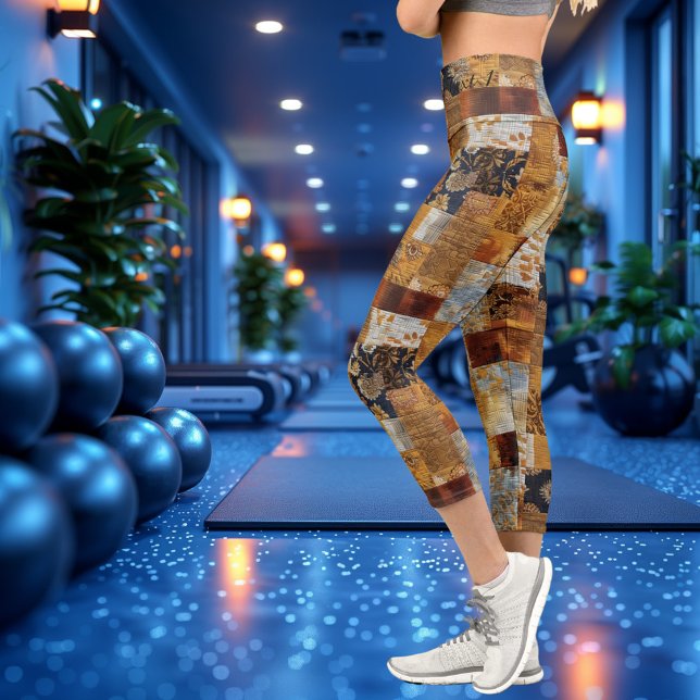 Vintages Patchwork Kunstfasermuster Capri Leggings (Von Creator hochgeladen)