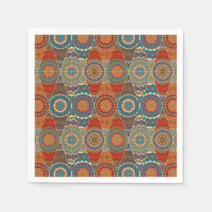 Vintages Patchwork mit Blumenmandalaelementen Serviette