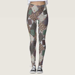 Vintages Patchwork-Muster Dunkle Diamant Quilt Leggings