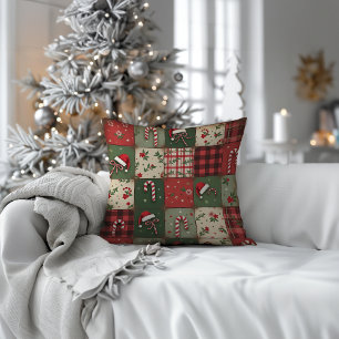 Vintages Patchwork Quilt Christmas Throw Kissen