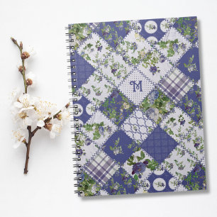 Vintages Patchwork-Quilt-Monogram-Notebook Notizblock
