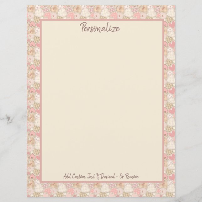 Vintages Patchwork Quilt-rosa-Herzen personalisier (Vorderseite)