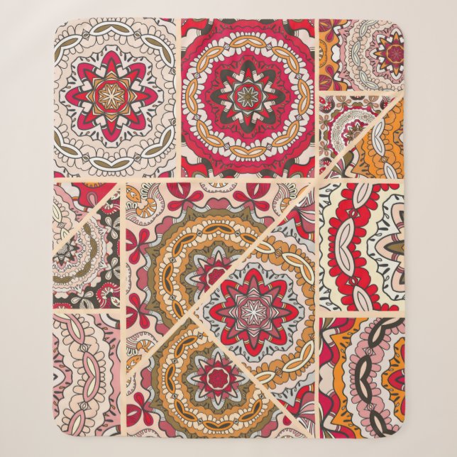 Vintages Patchwork-Quiltmuster. Vintag dekorativ Sherpadecke (Vorderseite)