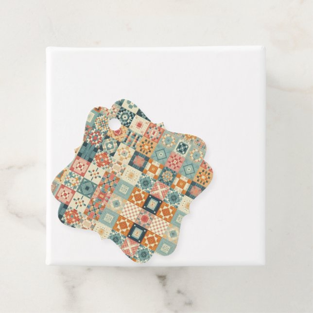 Vintages, Patchwork-Stepplook Geschenkanhänger (Beispiel)