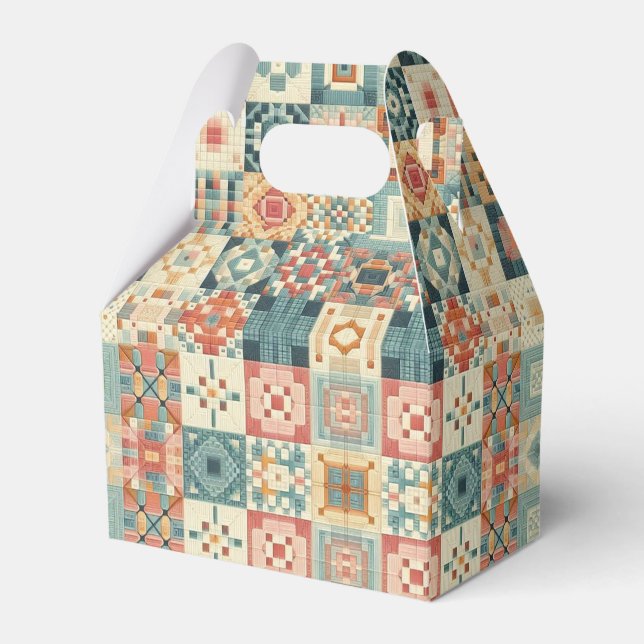 Vintages, Patchwork-Stepplook Geschenkschachtel (Vorderseite)
