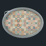 Vintages, Patchwork-Stepplook Ovale Gürtelschnalle<br><div class="desc">Ihren eigenen Text hinzufügen</div>