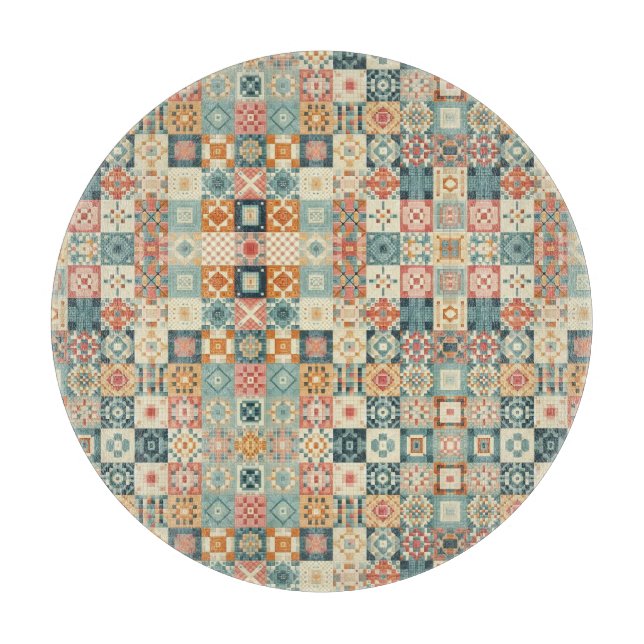 Vintages, Patchwork-Stepplook Schneidebrett (Vorderseite)