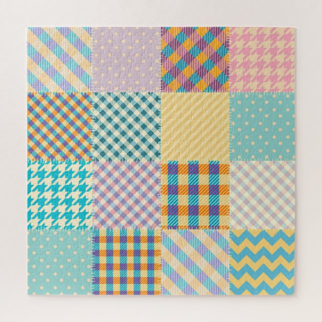 Vintages Patchwork: Textil - Nahtloser Hintergrund (Vertikal)