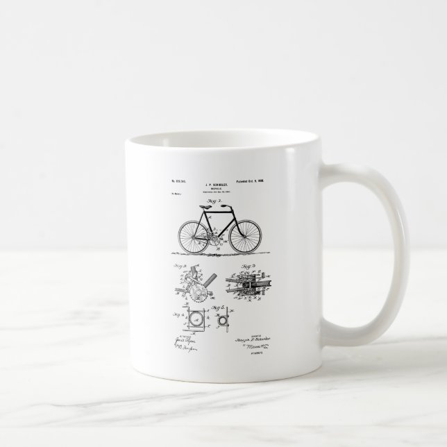 Vintages Patent, das Fahrrad 1900 zeichnet Kaffeetasse (Rechts)