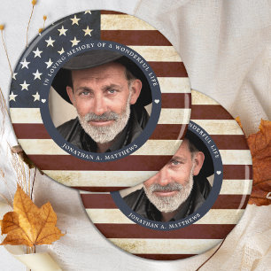 Vintages Patriotic Memorial American Flag Foto Magnet