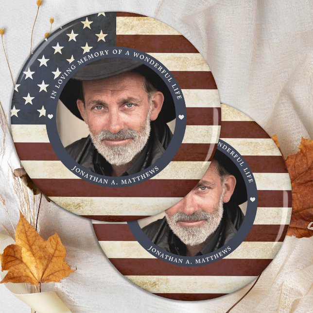 Vintages Patriotic Memorial American Flag Foto Magnet (Von Creator hochgeladen)