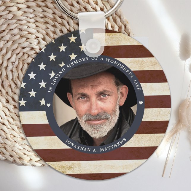 Vintages Patriotic Memorial American Flag Foto Schlüsselanhänger (Von Creator hochgeladen)