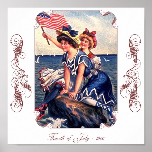 Vintages Patriotic Swimmer Poster (Vorne)