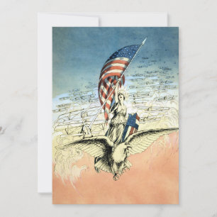 Vintages Patriotikum, Lady, Adler mit amerikanisch Karte