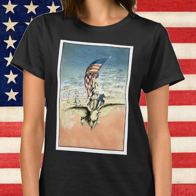 Vintages Patriotikum, Lady, Adler mit amerikanisch T-Shirt (Von Creator hochgeladen)