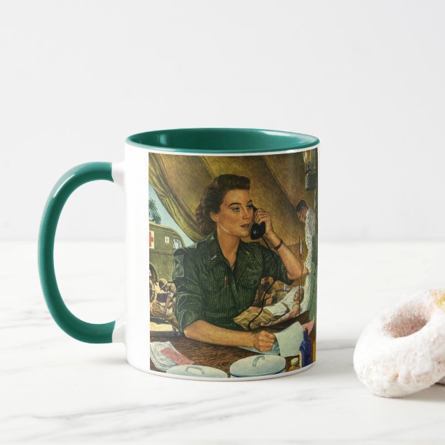 Vintages Patriotikum, medizinische Krankenpflege a Tasse (Mit Donut)