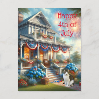 Vintages Patriotisches 4. Juli Postkarte