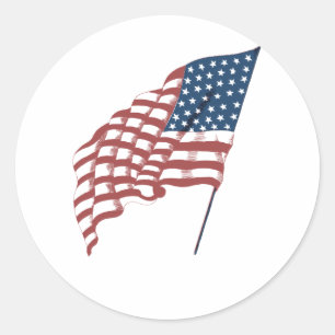 Vintages patriotisches amerikanisches Fahnen im Wi Runder Aufkleber