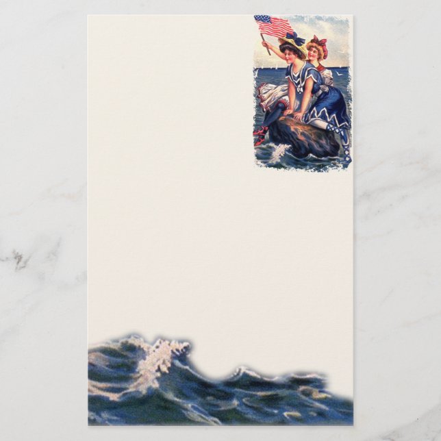 Vintages Patriotisches Schwimmergeschirr Briefpapier (Vorderseite)