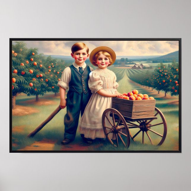 Vintages Peach Orchard Children Poster (Vorne)