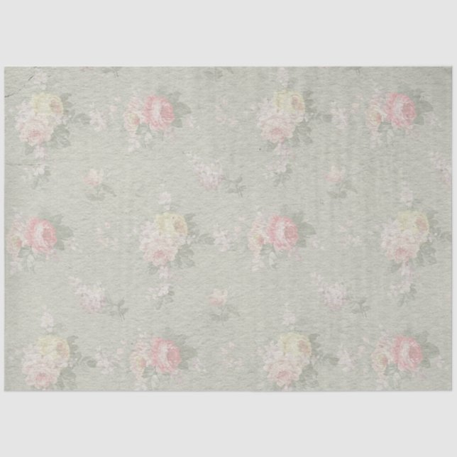 Vintages Peelingpapier mit Blumendecoupage Tissue Seidenpapier (Vorderseite)