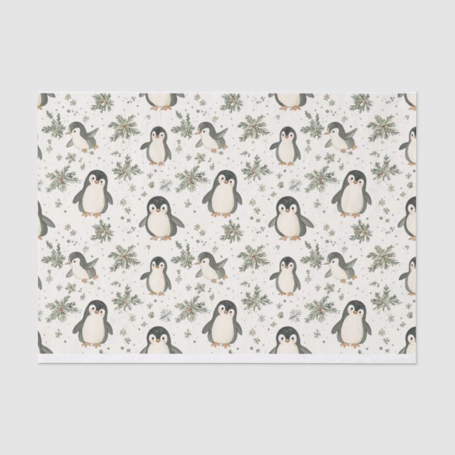 Vintages Penguin-Weihnachtsmuster Seidenpapier (Vorderseite)