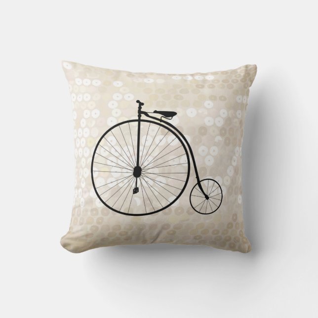 Vintages Penny-Farthing Fahrrad Kissen (Vorderseite)