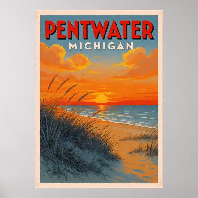 Vintages Pentwater Sunset Poster (Vorne)