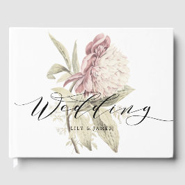 Vintages Peony Botanische Kunst, Dichtung und Musi Gästebuch
