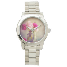 Vintages Peony Bouquet in Glass Vases Armbanduhr