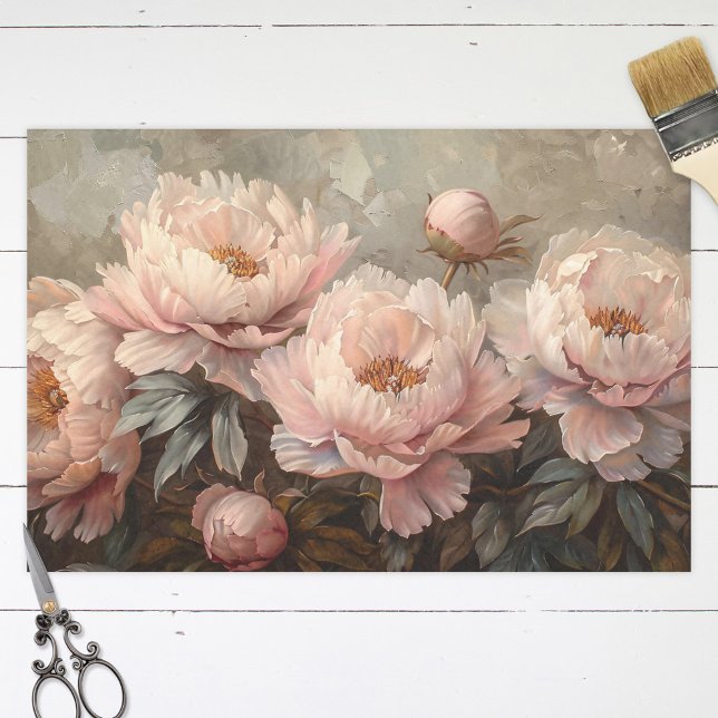 Vintages Peony Painting Blush Pink Decoupage Seidenpapier (Von Creator hochgeladen)